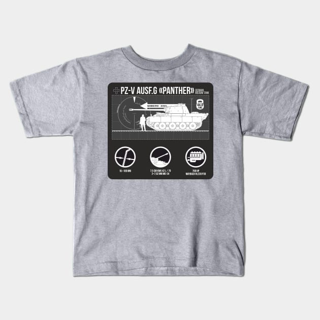 Infographics of Pz-V Panther Kids T-Shirt by FAawRay